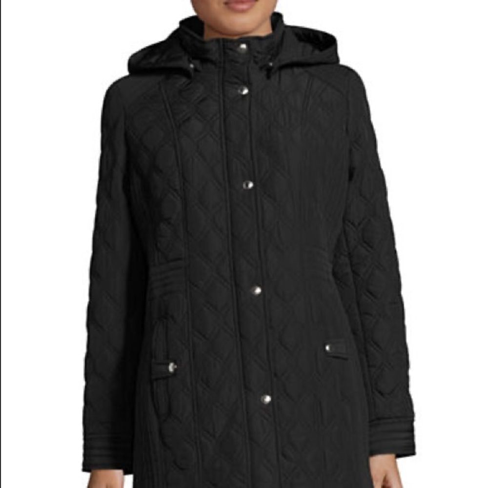 Weatherproof Quilted Hooded Walker Coat-BLACK-Medium